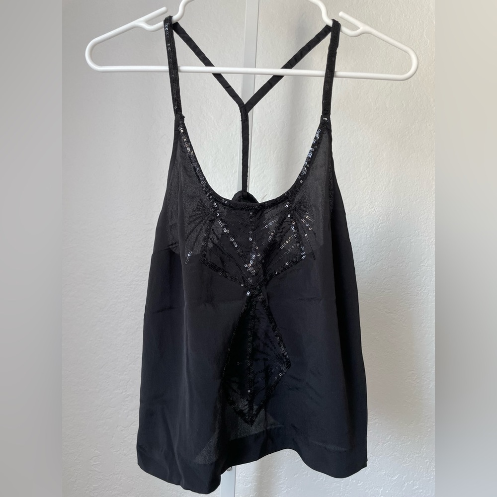 Black sequin crop tank